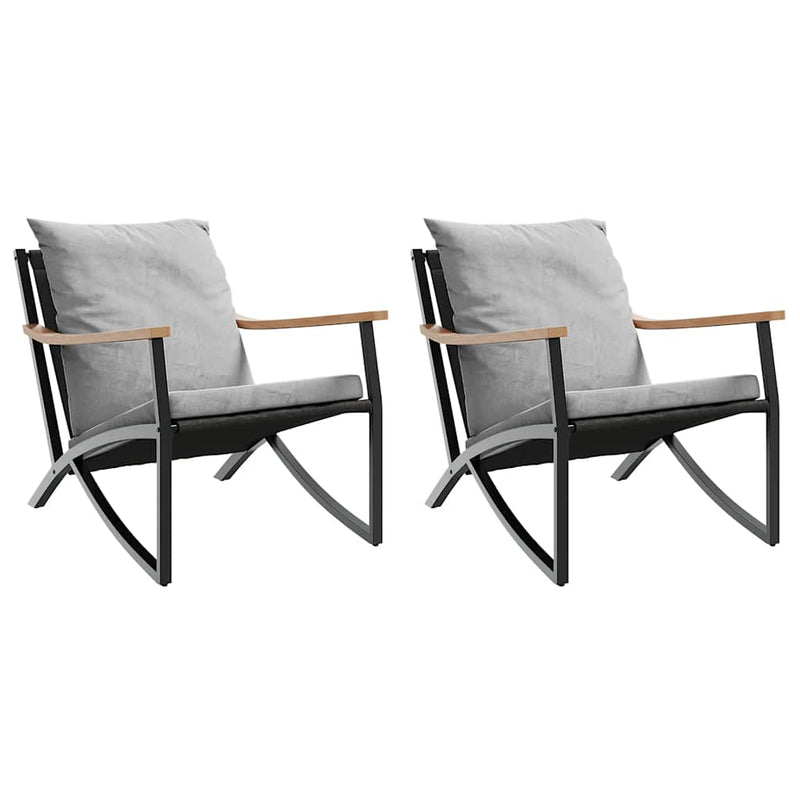 Garden Chairs with Cushions 2 pcs Black Steel Payday Deals