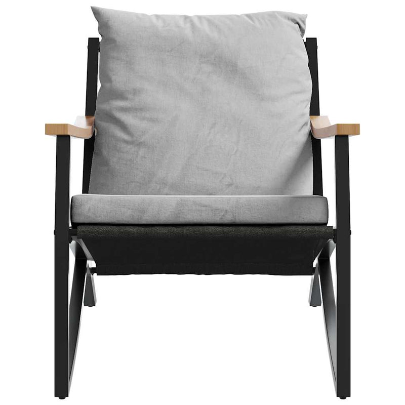 Garden Chairs with Cushions 2 pcs Black Steel Payday Deals