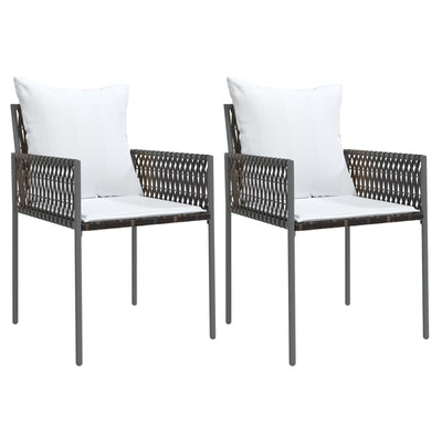 Garden Chairs with Cushions 2 pcs Brown 54x61x83 cm Poly Rattan Payday Deals