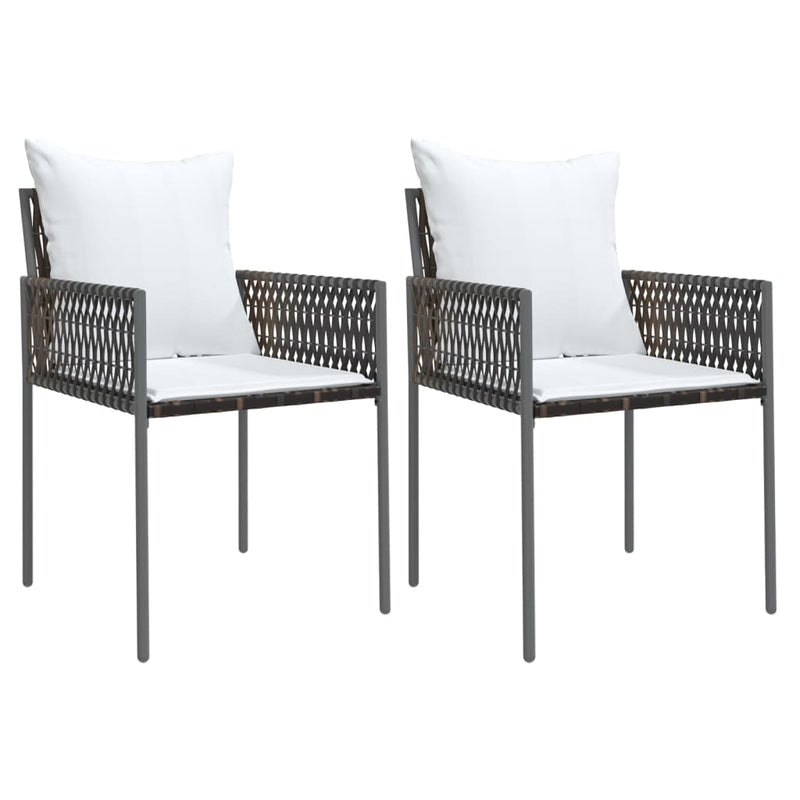 Garden Chairs with Cushions 2 pcs Brown 54x61x83 cm Poly Rattan Payday Deals