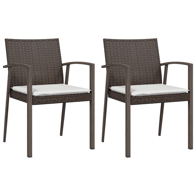 Garden Chairs with Cushions 2 pcs Brown 56.5x57x83 cm Poly Rattan Payday Deals