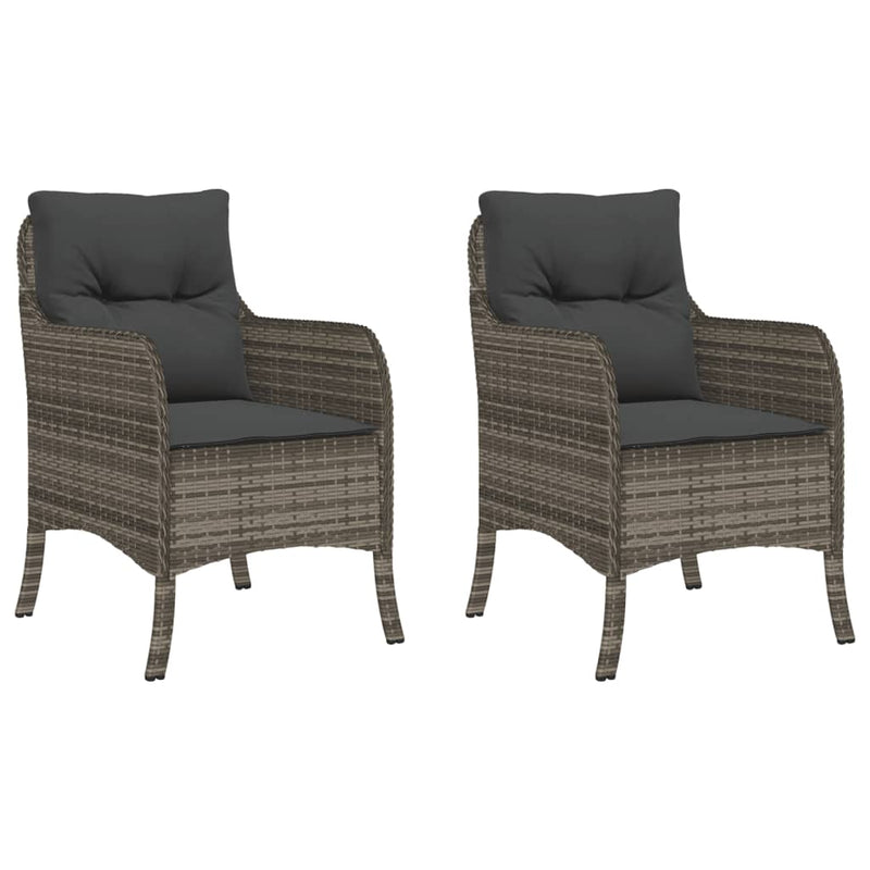 Garden Chairs with Cushions 2 pcs Grey Poly Rattan Payday Deals