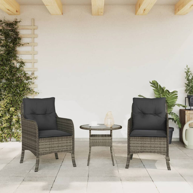Garden Chairs with Cushions 2 pcs Grey Poly Rattan Payday Deals
