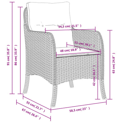 Garden Chairs with Cushions 2 pcs Grey Poly Rattan Payday Deals