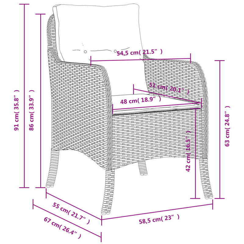 Garden Chairs with Cushions 2 pcs Grey Poly Rattan Payday Deals