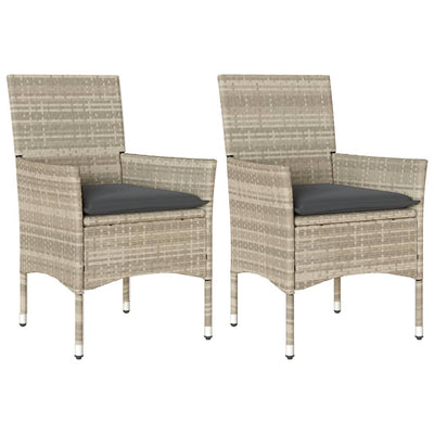 Garden Chairs with Cushions 2 pcs Light Grey Poly Rattan Payday Deals