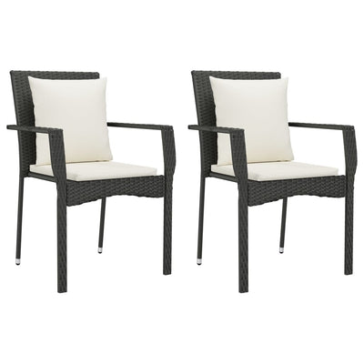 Garden Chairs with Cushions 2 pcs Poly Rattan Black Payday Deals