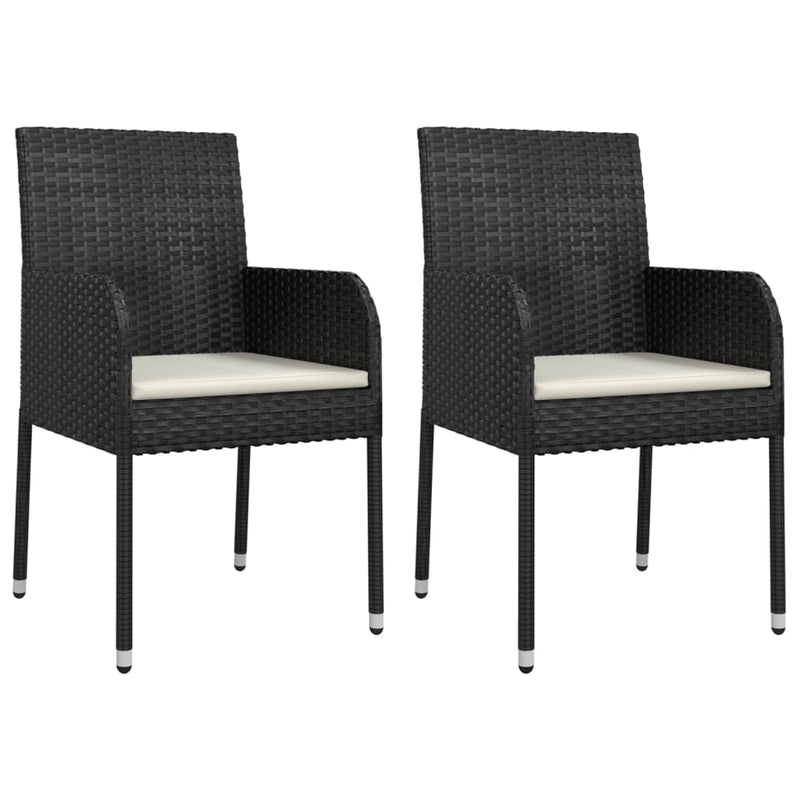 Garden Chairs with Cushions 2 pcs Poly Rattan Black Payday Deals