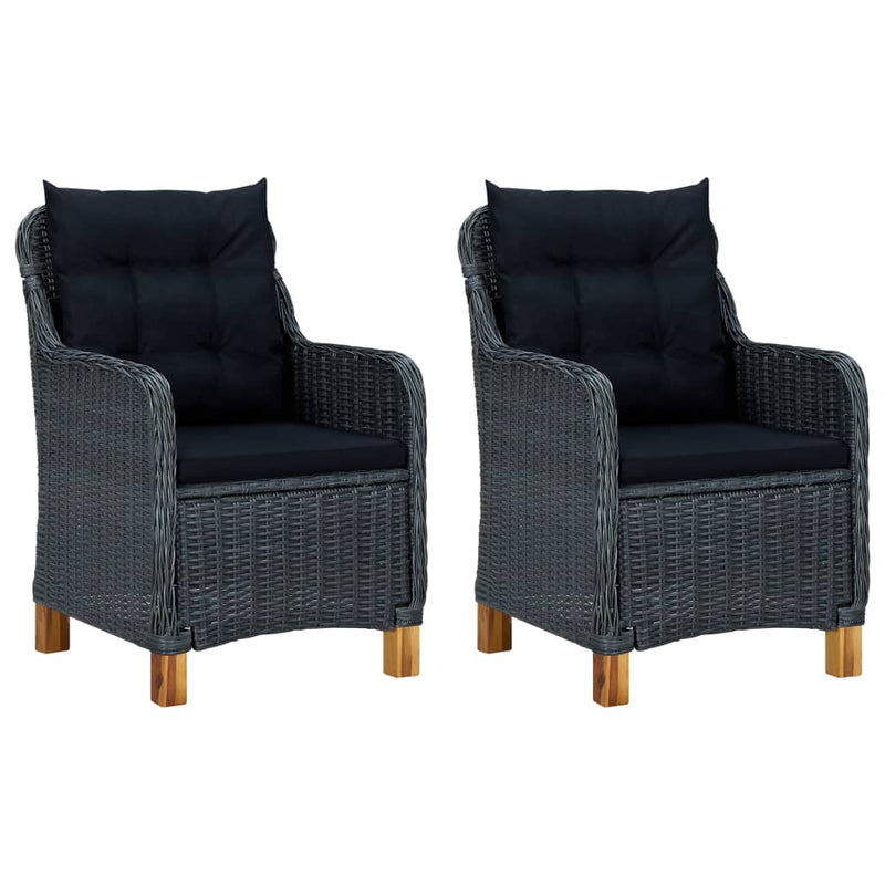 Garden Chairs with Cushions 2 pcs Poly Rattan Dark Grey Payday Deals