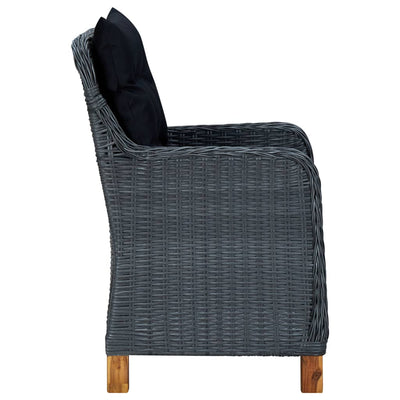 Garden Chairs with Cushions 2 pcs Poly Rattan Dark Grey Payday Deals