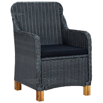 Garden Chairs with Cushions 2 pcs Poly Rattan Dark Grey Payday Deals