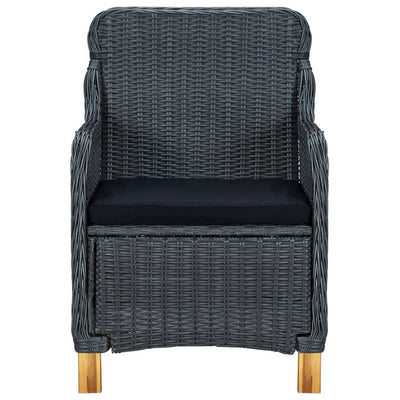 Garden Chairs with Cushions 2 pcs Poly Rattan Dark Grey Payday Deals