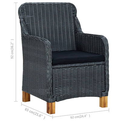 Garden Chairs with Cushions 2 pcs Poly Rattan Dark Grey Payday Deals