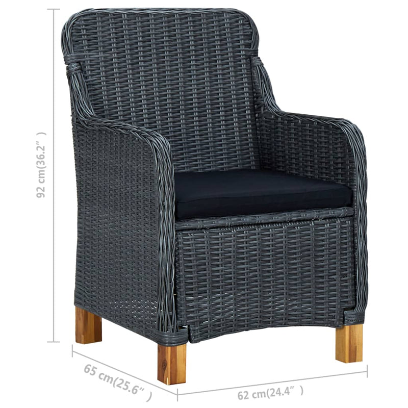 Garden Chairs with Cushions 2 pcs Poly Rattan Dark Grey Payday Deals