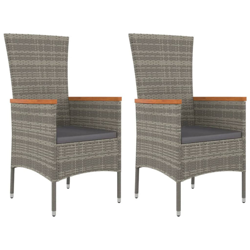 Garden Chairs with Cushions 2 pcs Poly Rattan Grey Payday Deals