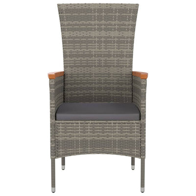 Garden Chairs with Cushions 2 pcs Poly Rattan Grey Payday Deals