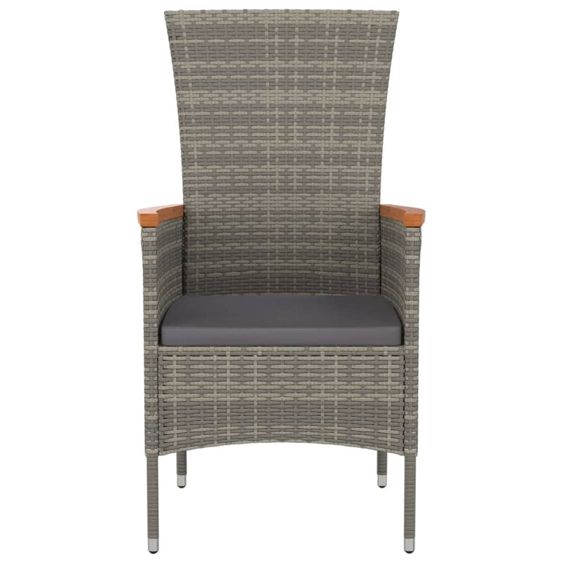 Garden Chairs with Cushions 2 pcs Poly Rattan Grey Payday Deals