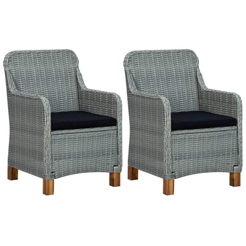 Garden Chairs with Cushions 2 pcs Poly Rattan Light Grey Payday Deals
