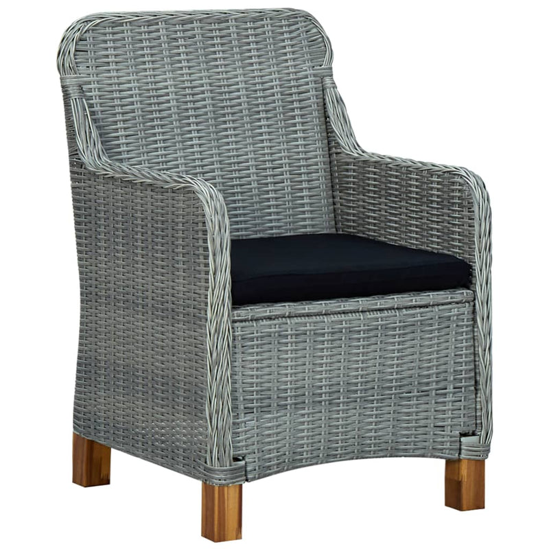 Garden Chairs with Cushions 2 pcs Poly Rattan Light Grey Payday Deals