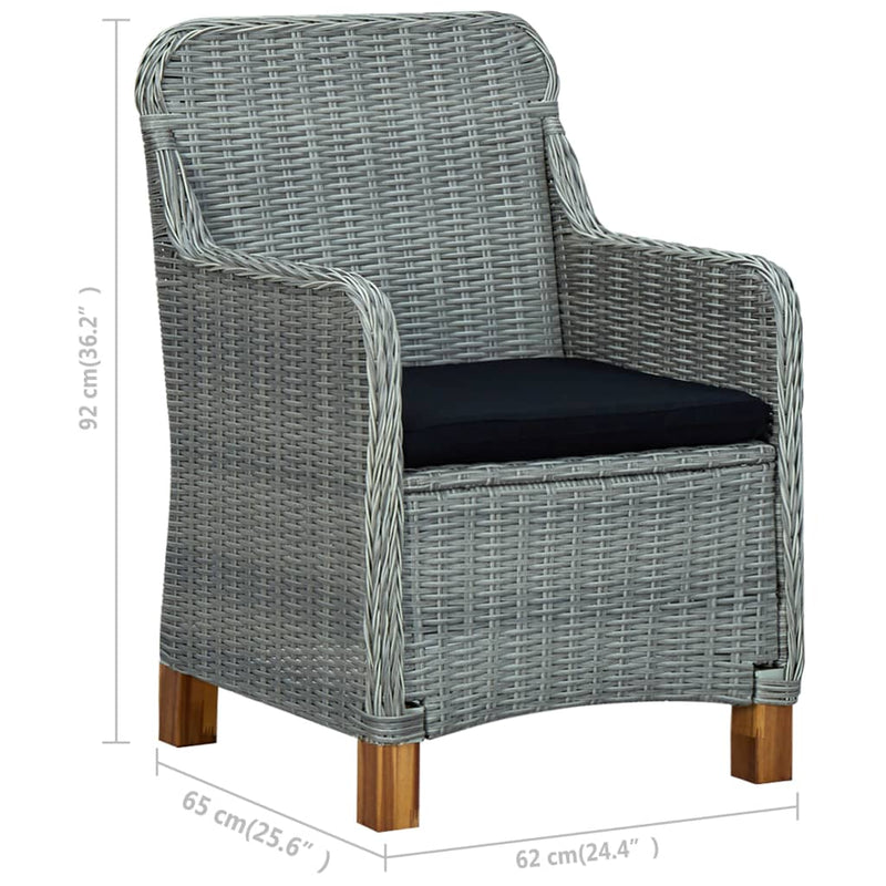 Garden Chairs with Cushions 2 pcs Poly Rattan Light Grey Payday Deals