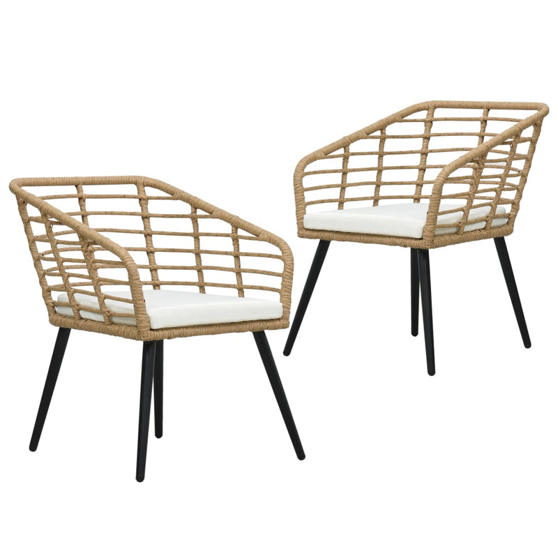 Garden Chairs with Cushions 2 pcs Poly Rattan Oak Payday Deals