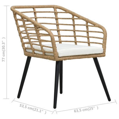 Garden Chairs with Cushions 2 pcs Poly Rattan Oak Payday Deals