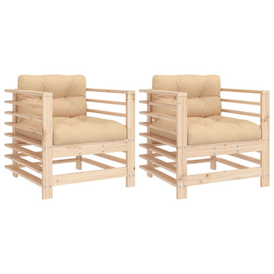 Garden Chairs with Cushions 2 pcs Solid Wood Pine Payday Deals
