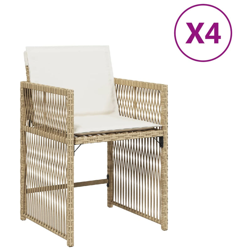 Garden Chairs with Cushions 4 pcs Beige Poly Rattan Payday Deals