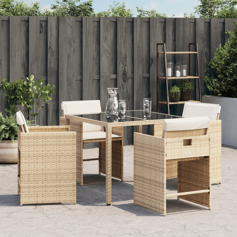 Garden Chairs with Cushions 4 pcs Beige Poly Rattan Payday Deals