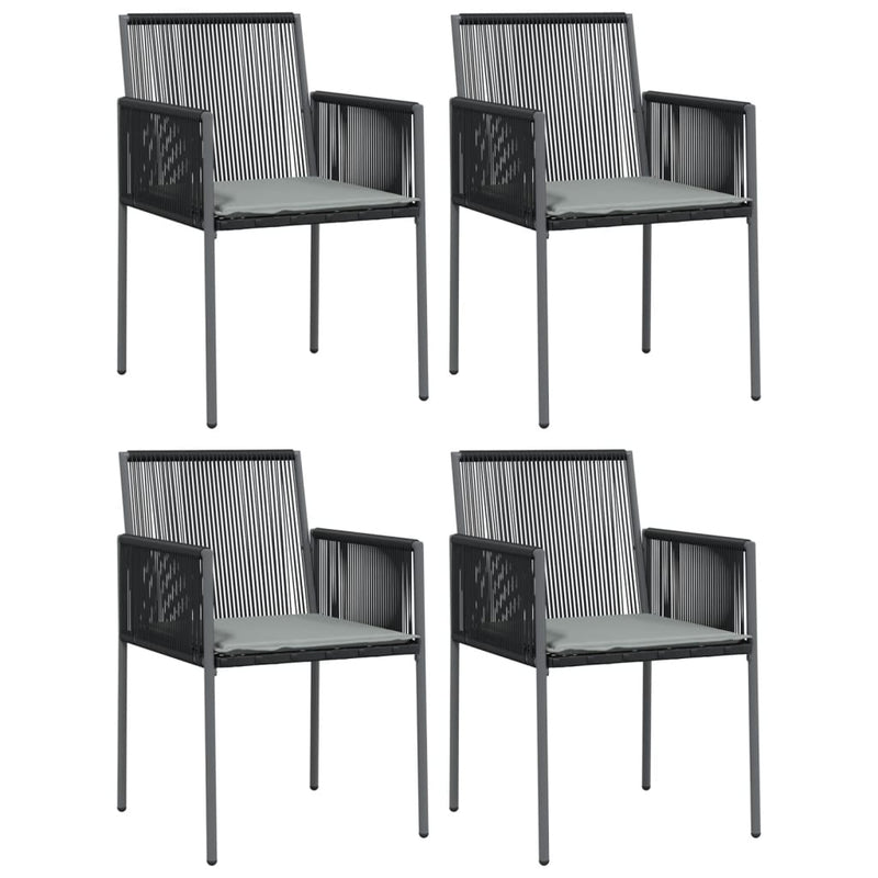 Garden Chairs with Cushions 4 pcs Black 54x60.5x83.5 cm Poly Rattan Payday Deals