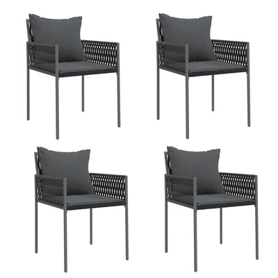 Garden Chairs with Cushions 4 pcs Black 54x61x83 cm Poly Rattan Payday Deals