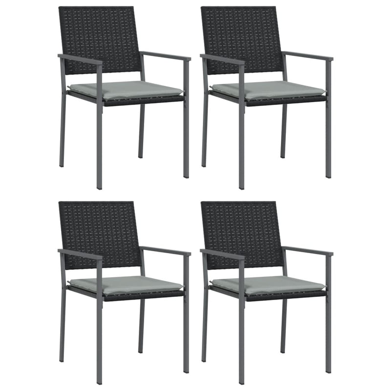 Garden Chairs with Cushions 4 pcs Black 54x62.5x89 cm Poly Rattan Payday Deals
