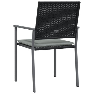 Garden Chairs with Cushions 4 pcs Black 54x62.5x89 cm Poly Rattan Payday Deals