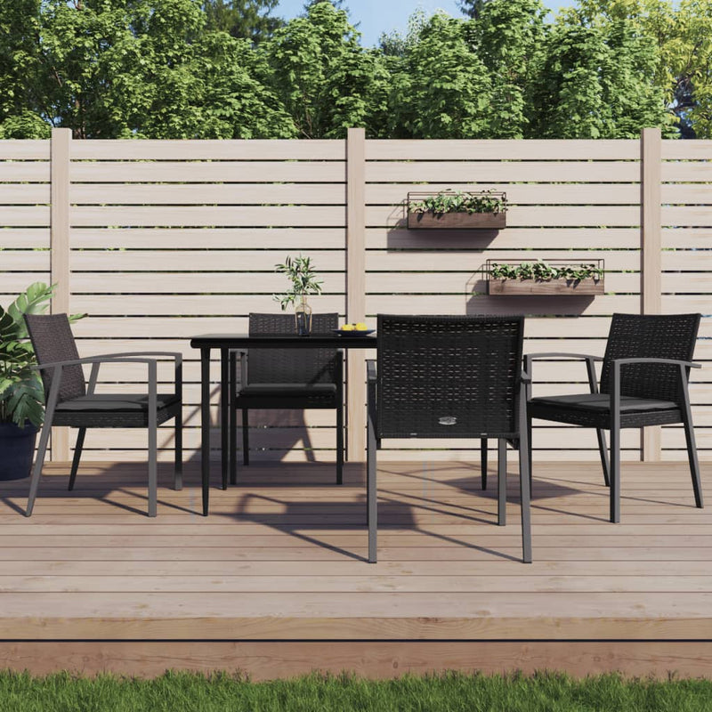 Garden Chairs with Cushions 4 pcs Black 56.5x57x83 cm Poly Rattan Payday Deals