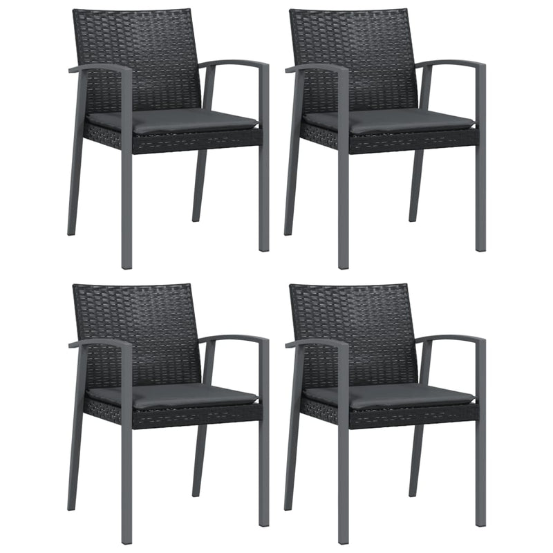 Garden Chairs with Cushions 4 pcs Black 56.5x57x83 cm Poly Rattan Payday Deals