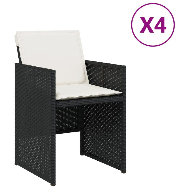 Garden Chairs with Cushions 4 pcs Black Poly Rattan Payday Deals