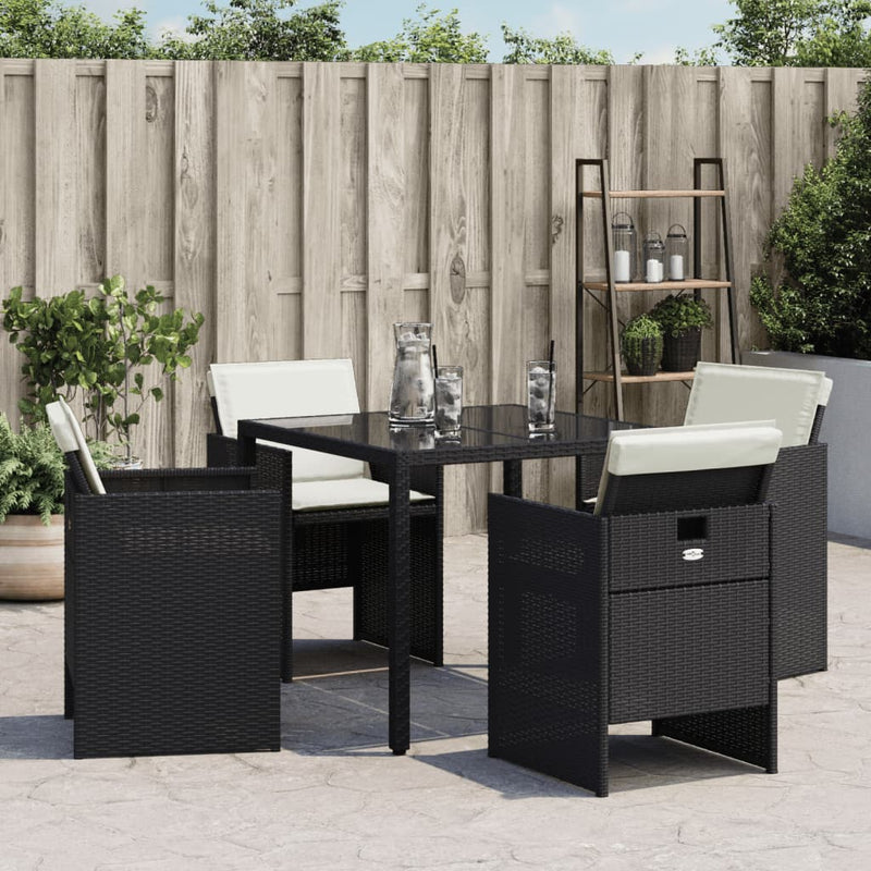 Garden Chairs with Cushions 4 pcs Black Poly Rattan Payday Deals