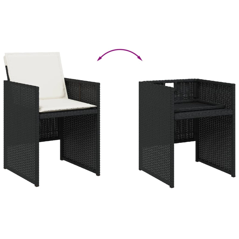 Garden Chairs with Cushions 4 pcs Black Poly Rattan Payday Deals