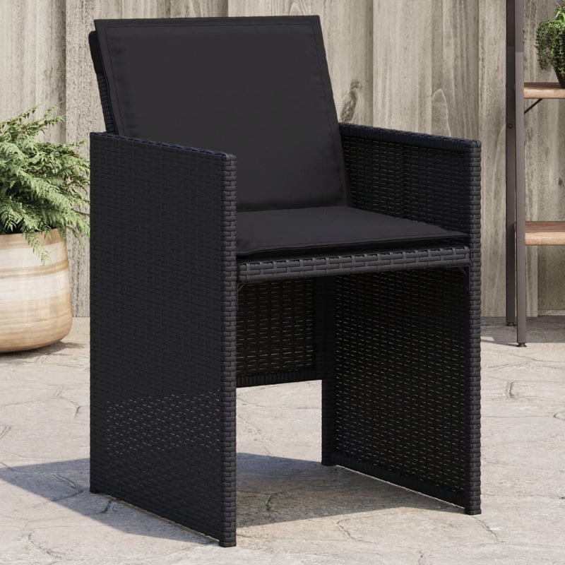 Garden Chairs with Cushions 4 pcs Black Poly Rattan Payday Deals
