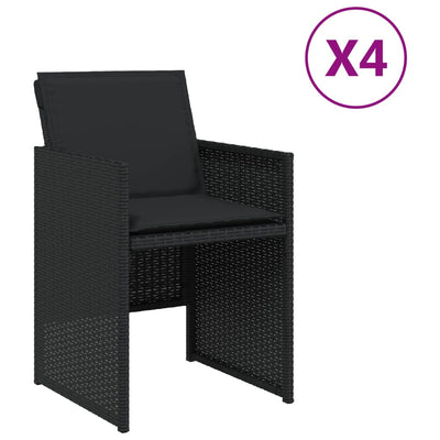 Garden Chairs with Cushions 4 pcs Black Poly Rattan Payday Deals