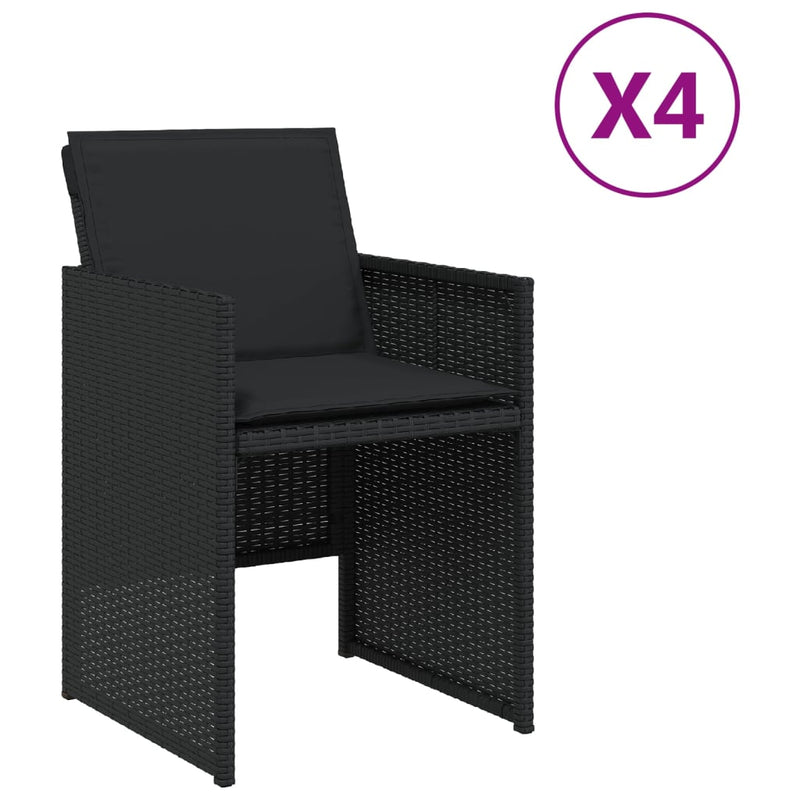 Garden Chairs with Cushions 4 pcs Black Poly Rattan Payday Deals