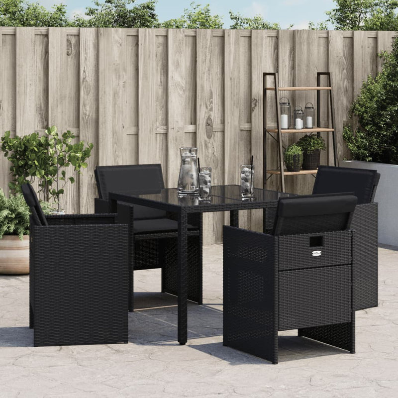 Garden Chairs with Cushions 4 pcs Black Poly Rattan Payday Deals