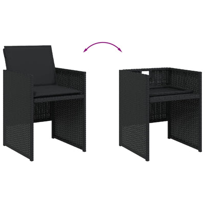 Garden Chairs with Cushions 4 pcs Black Poly Rattan Payday Deals