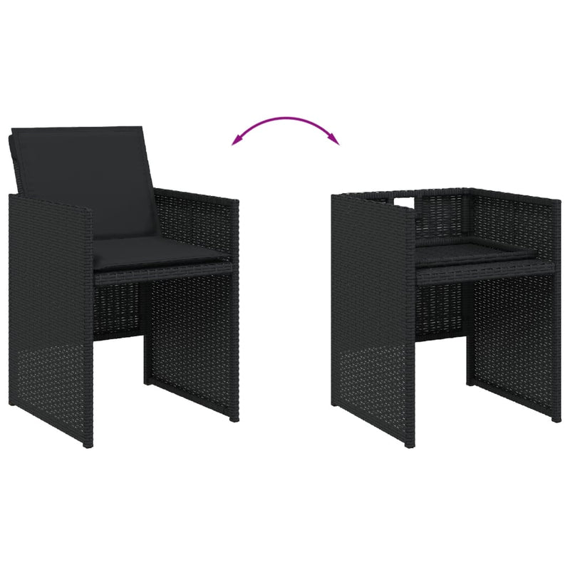 Garden Chairs with Cushions 4 pcs Black Poly Rattan Payday Deals