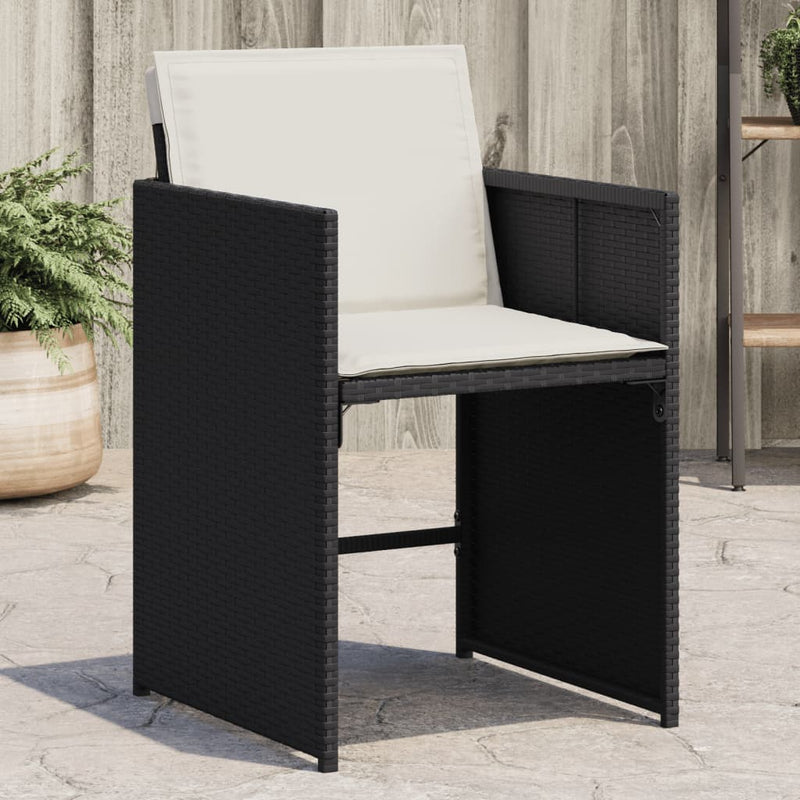 Garden Chairs with Cushions 4 pcs Black Poly Rattan Payday Deals