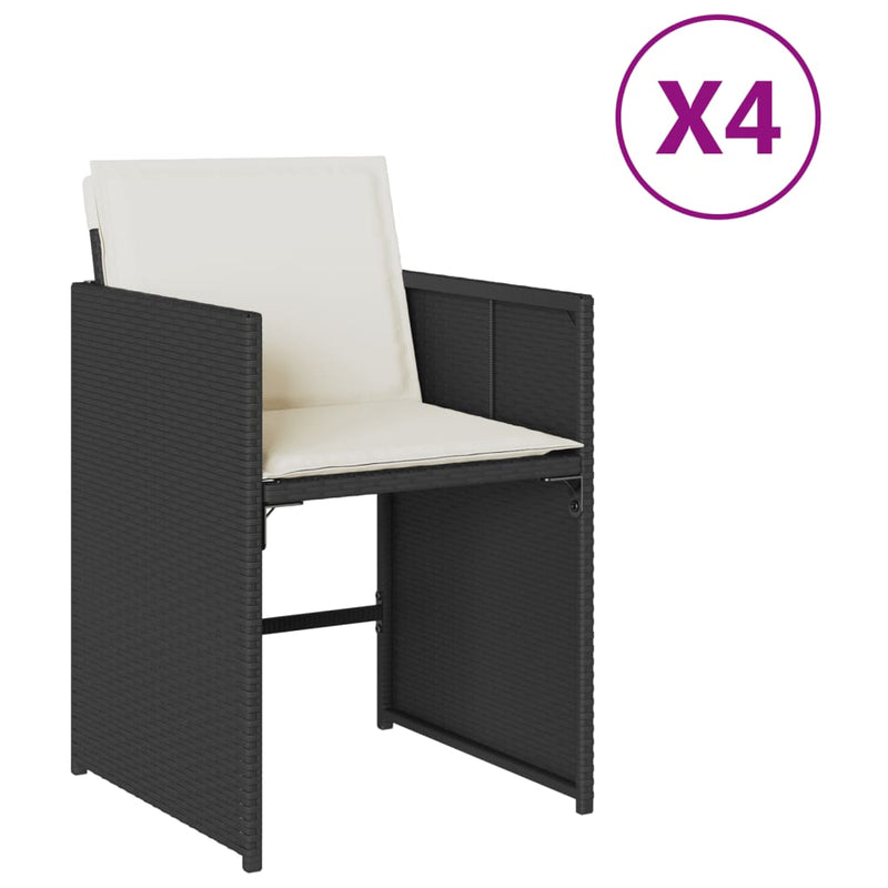 Garden Chairs with Cushions 4 pcs Black Poly Rattan Payday Deals