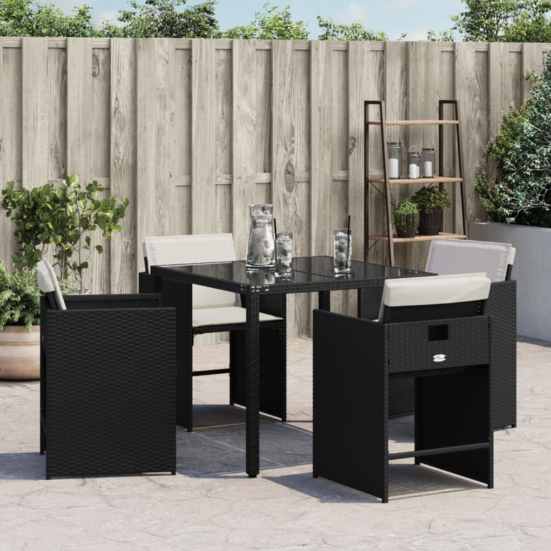 Garden Chairs with Cushions 4 pcs Black Poly Rattan Payday Deals