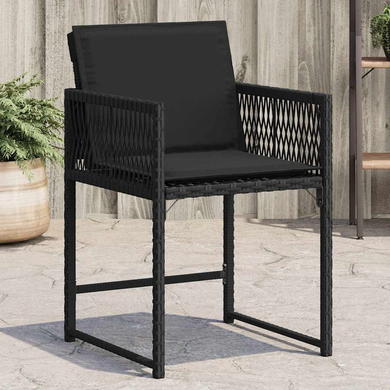 Garden Chairs with Cushions 4 pcs Black Poly Rattan Payday Deals