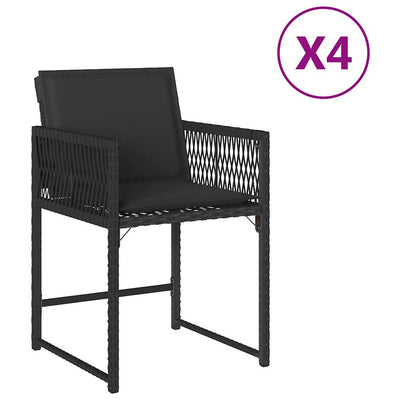 Garden Chairs with Cushions 4 pcs Black Poly Rattan Payday Deals