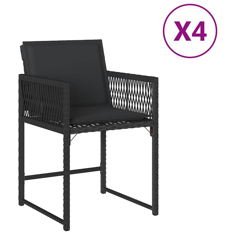 Garden Chairs with Cushions 4 pcs Black Poly Rattan Payday Deals